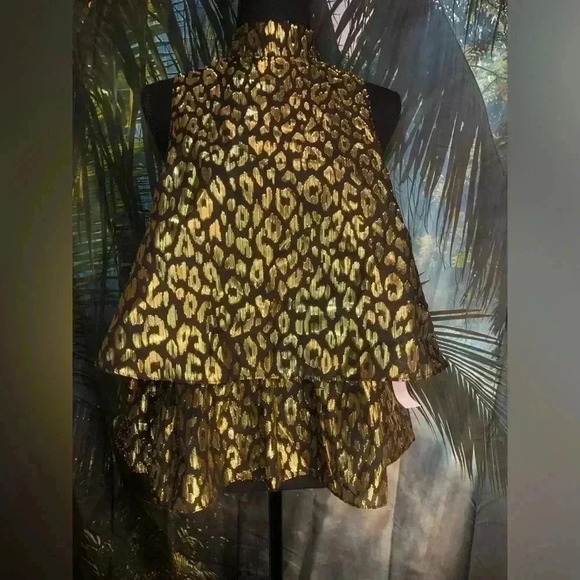 Gold and Black Top with ruffle top size 6 - Picture 8 of 16